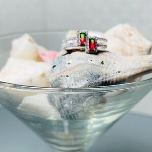 Sterling Silver & Watermelon Tourmaline Ring sz 11